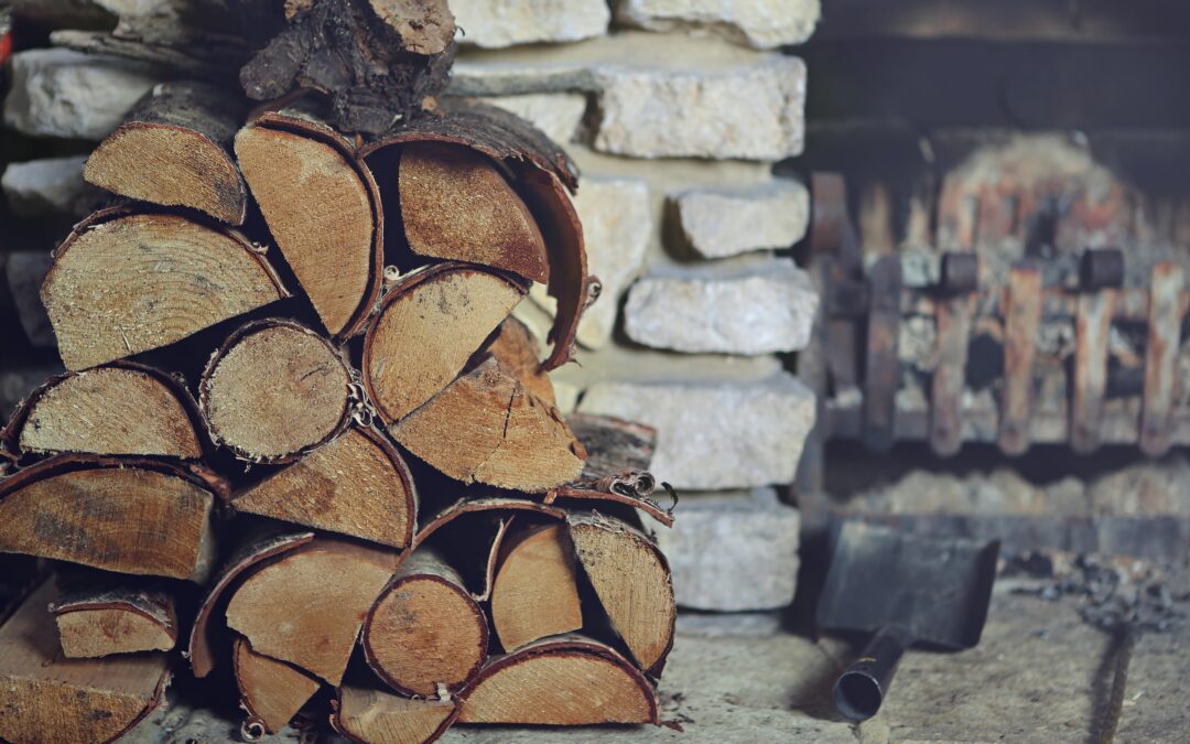 Image of the best firewood Essex can offer stacked neatly next to a wood burner