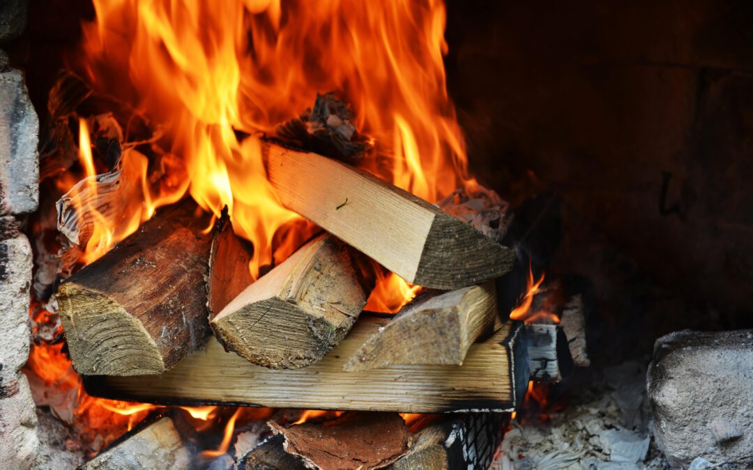 Efficient home fire burning wood and coal together in a stove, creating steady heat with bright flames in a cosy living room.