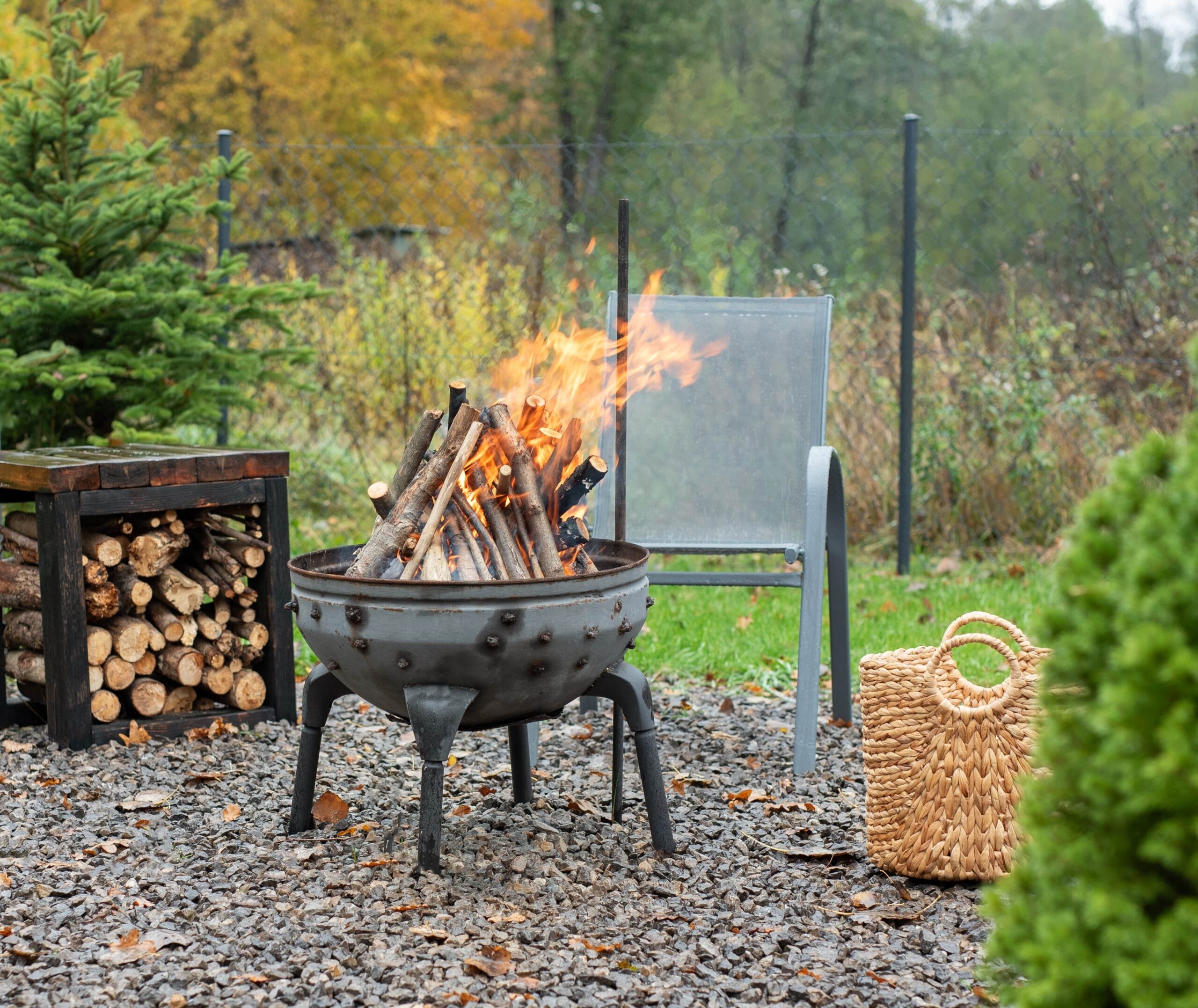Bright outdoor fire burning with clean flames using the best firewood for bonfire celebrations